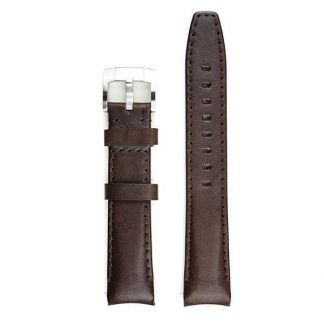 Everest Curved End Leather Strap Tang Buckle for Rolex Sports Models Brown