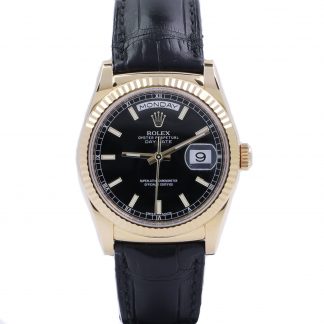 Rolex Day Date Yellow Gold 118138 Black Dial