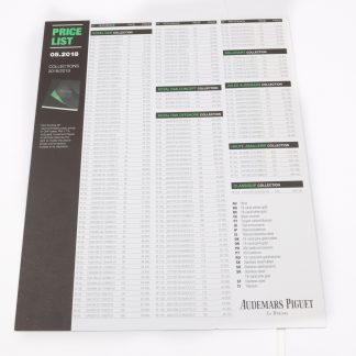 Audemars Piguet 2018 Price List Sheet