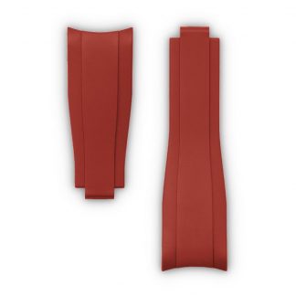 Everest Curved End Rubber Strap For Rolex Sports Models Deployant Red